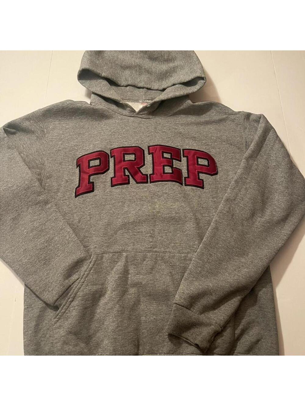 "PREP" Graphic Sweatshirt by Jerzees, Men's Medium, Gray and Red